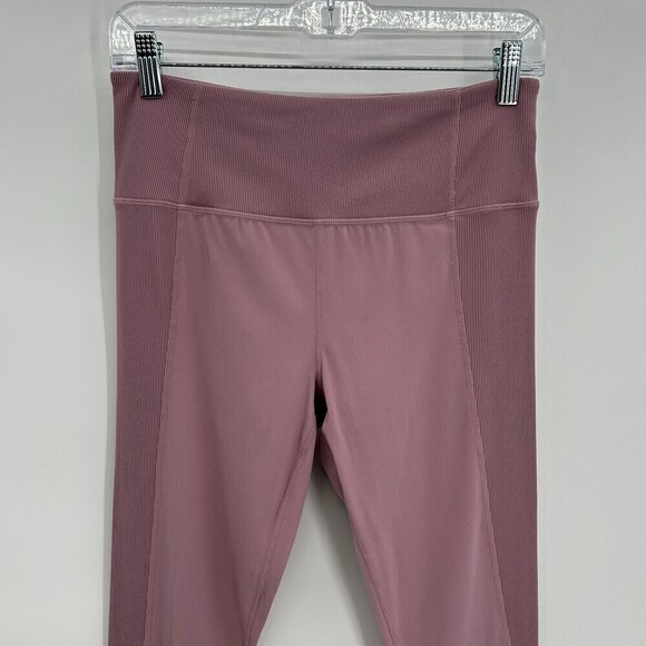ATHLETA Mauve Pink Purple Barre Ribbed Powervita Tights Leggings Size Medium - Picture 4 of 8